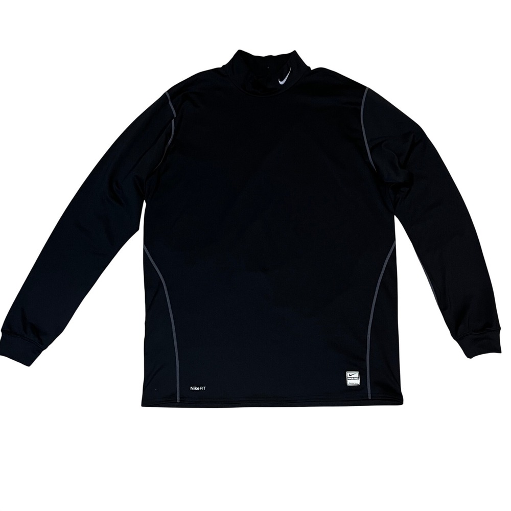 Nike Pro Mens XXL Black NikeFIT Mock Neck Long Sleeve Base Layer Shirt Sporty